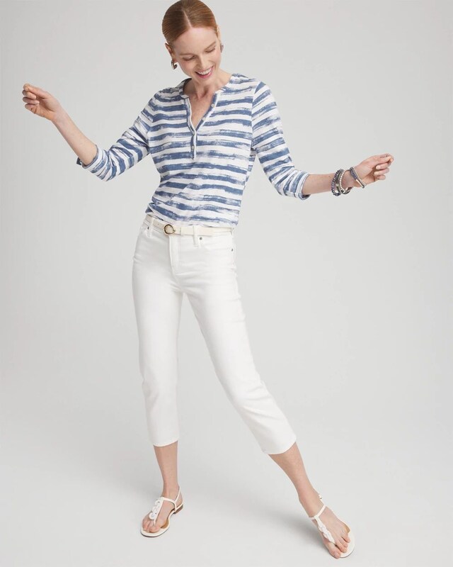 Stripe Ring Detail Henley Top - image 2